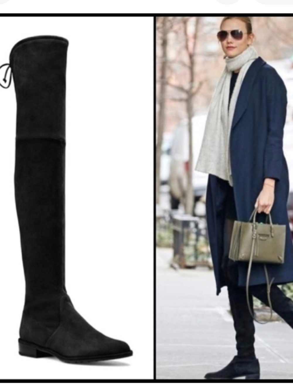 Stuart Weitzman Black Lowland Over-the-Knee Suede Boots 6.5